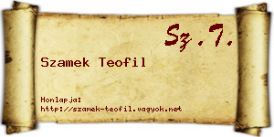 Szamek Teofil névjegykártya